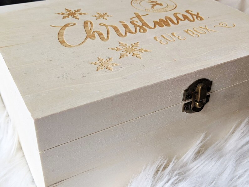 Christmas Eve box Wooden Engraving box Keepsake Wooden Box Christmas storage box Wooden Christmas box image 4