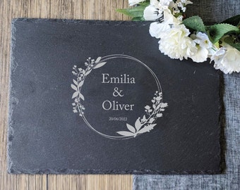 PERSONALISED Name Slate Cheese Board - Wedding gift for couples - Anniversary Gift - Newlywed Gift Chopping board - Simply Add Your Details