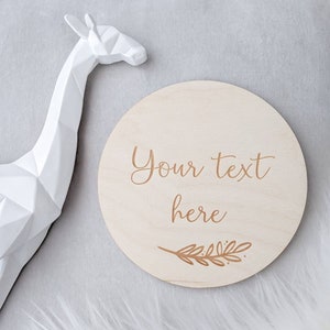 Personalised Wooden Disc Engraving | Engrave Your Text On Wood | Custom Made Gift | Baby Flat Lay Prop | Personalised Laser Engraved Gift