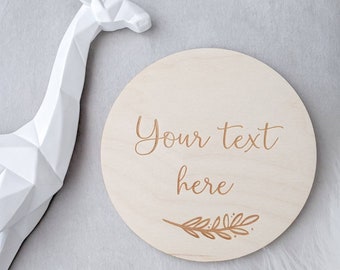 Personalised Wooden Disc Engraving | Engrave Your Text On Wood | Custom Made Gift | Baby Flat Lay Prop | Personalised Laser Engraved Gift