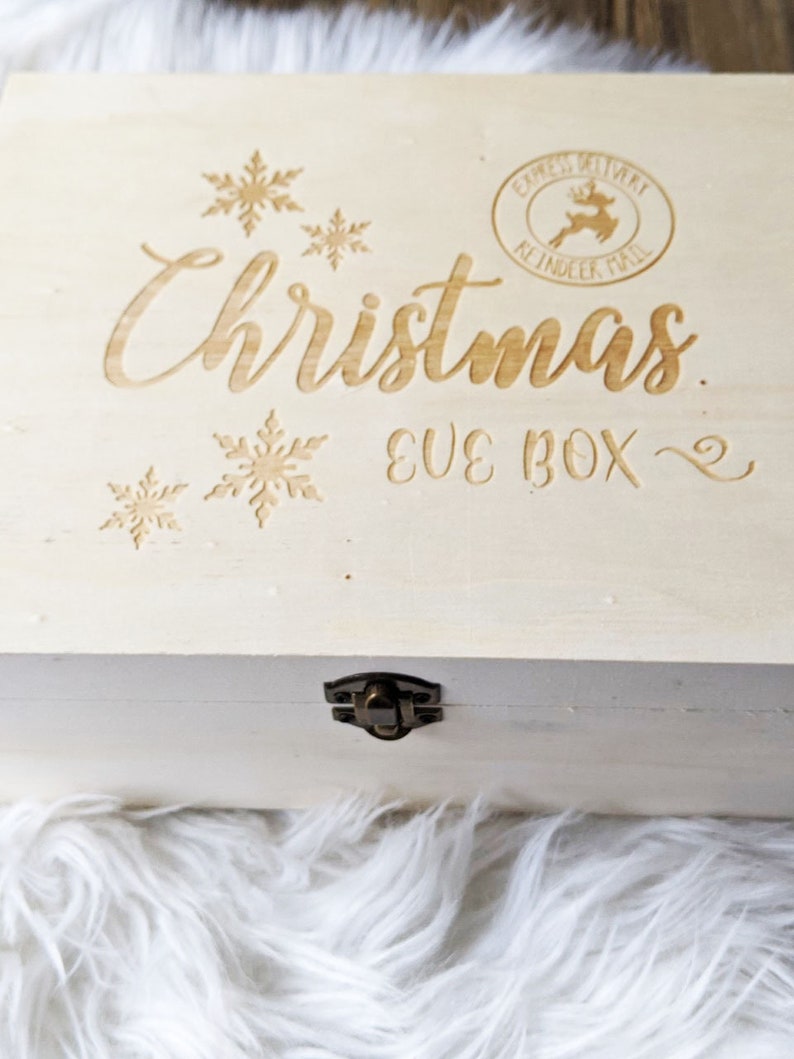 Christmas Eve box Wooden Engraving box Keepsake Wooden Box Christmas storage box Wooden Christmas box image 7