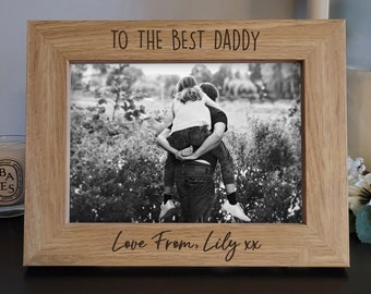Personalisierter Best Daddy Fotorahmen - Gravierter Holzfotorahmen - Vatertagsgeschenk - Geburtstagsgeschenk für Papa - Benutzerdefinierter Bilderrahmen