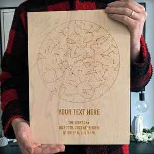 Mappa stellare personalizzata - Mappa del cielo notturno Poster del cielo notturno inciso in legno - Mappa del cielo notturno - Regalo personalizzato per celebrare la tua occasione speciale