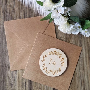 Je fais carte de mariage | Carte nouvellement mariée | Carte de mariage en bois gravée | Carte Souvenir | Cadeau de mariage | Carte de mariage unique