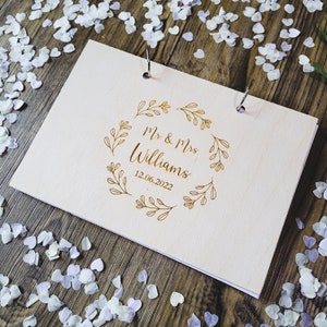 Mr and Mrs PERSONALISED Wedding Guest Book Rustic Wedding Decor Wooden Guest Book Alternative Unique Wedding Guestbook image 2