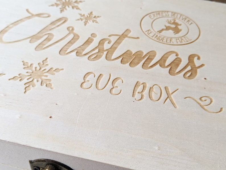 Christmas Eve box Wooden Engraving box Keepsake Wooden Box Christmas storage box Wooden Christmas box image 3