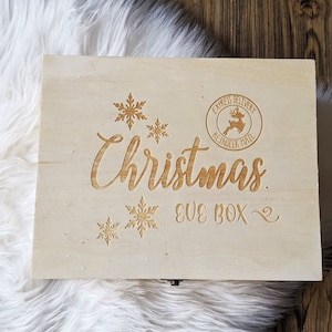 Christmas Eve box Wooden Engraving box Keepsake Wooden Box Christmas storage box Wooden Christmas box image 2