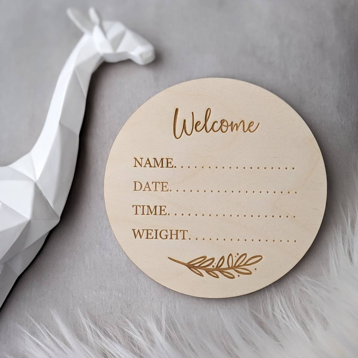 Baby Announcement Disc Baby Details Photo Prop Keepsake Etsy