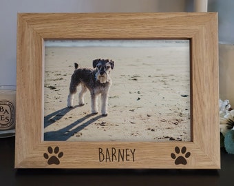 Personalised Pet Name Photo Frame - Engraved Wooden Photo Frame - Dog Photo Frame - Pet Picture frame