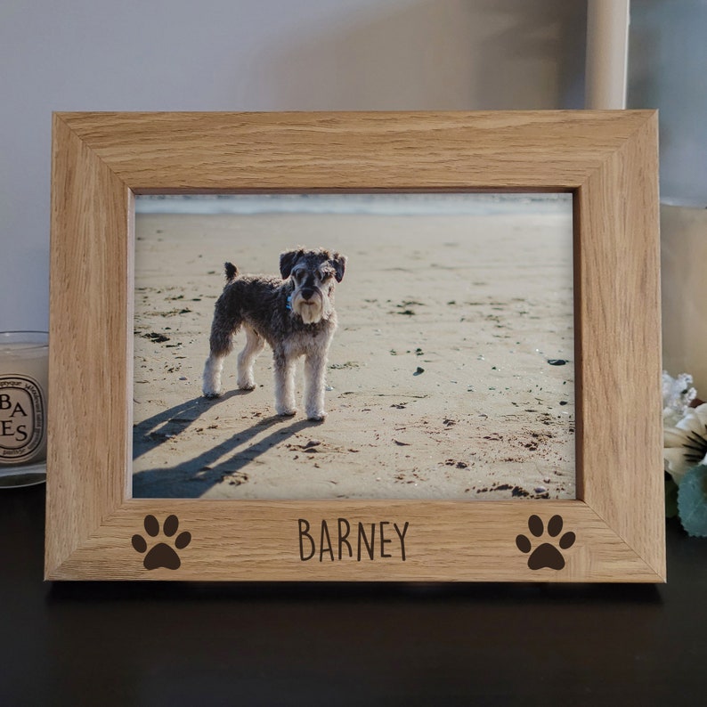 Personalised Pet Name Photo Frame Engraved Wooden Photo Frame Dog Photo Frame Pet Picture frame image 1