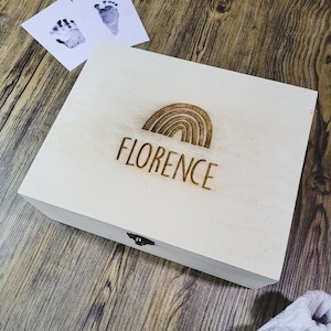 Personalised Rainbow Keepsake Box | Custom Name Children&#39;s Box | Unique Wooden Box