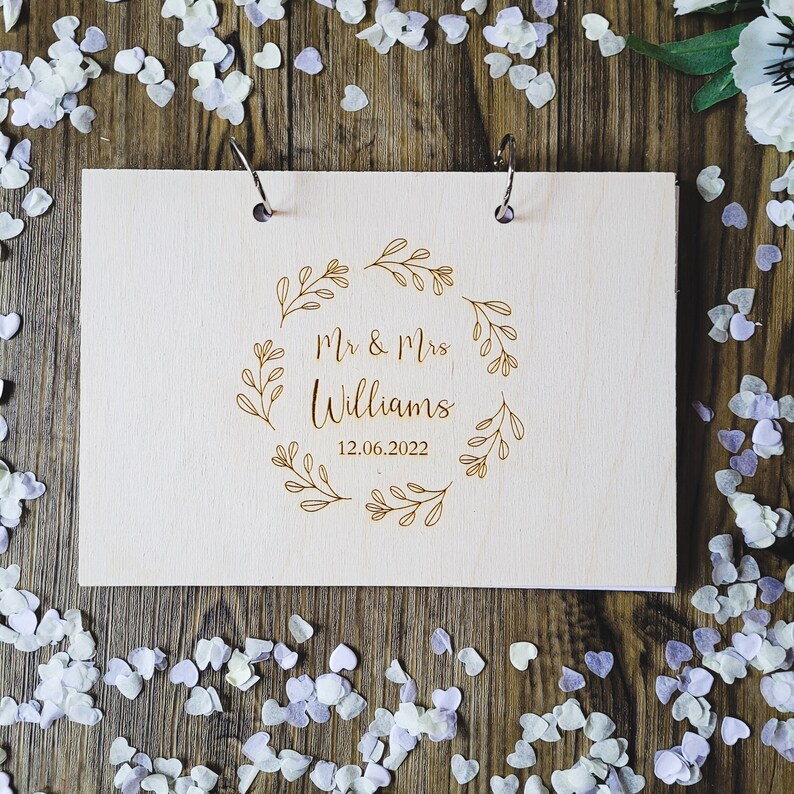 Mr and Mrs PERSONALISED Wedding Guest Book Rustic Wedding Decor Wooden Guest Book Alternative Unique Wedding Guestbook image 5