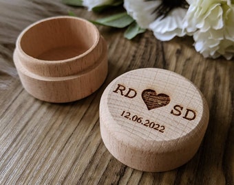 Wooden Wedding Ring Box | Personalised Initials Engraved Ring Box | Wooden Ring Box | Wedding Ring Box for Ceremony