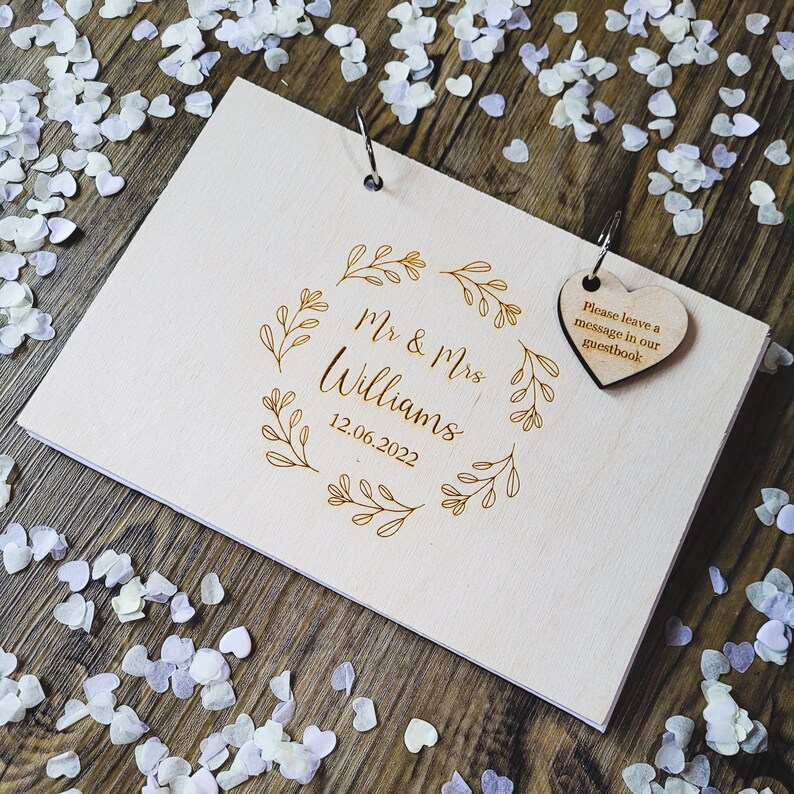 Mr and Mrs PERSONALISED Wedding Guest Book Rustic Wedding Decor Wooden Guest Book Alternative Unique Wedding Guestbook image 8