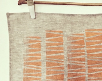 100% linen hand printed tea-towel