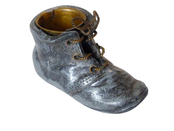 Antique pyrogen match holder & strike, shoe, boot, France, late 19th century