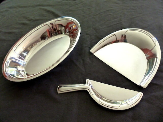Christofle rare set antique bread crumb scoop & fruits dish art deco 1930