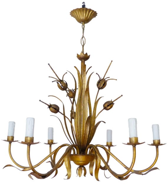 27" Hans Kogl Large Ceiling 70's Hollywood Regency Mid Century Jansen Chandelier