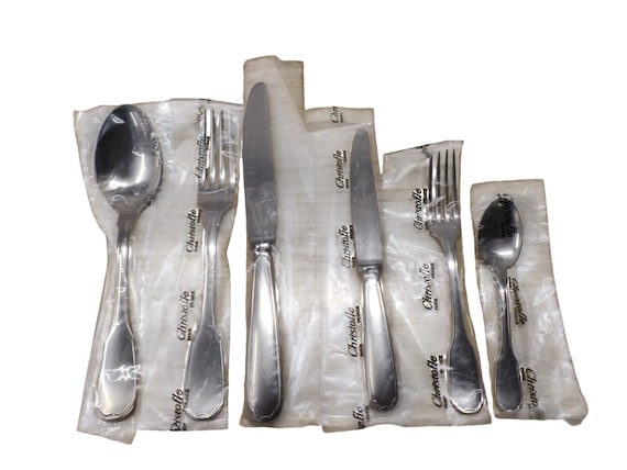 Christofle touraine stainless table set 1x place setting capricorne new, mint 6p