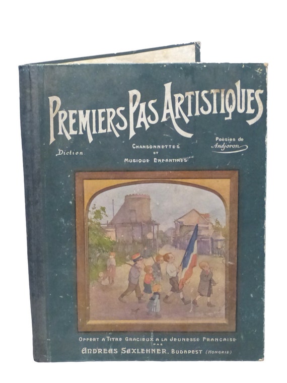 Antique French paper cover "first artistic steps" late 19th century - advertisements
