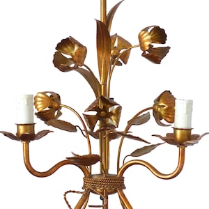 Hans kogl styl gorgeous gilded chandelier roses ceiling 70&#39;s regency mid century