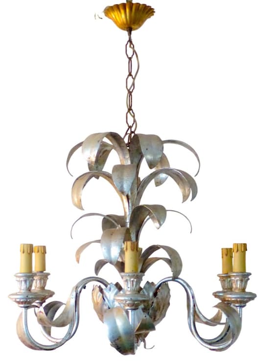 23" vintage pineapple ceiling 70's hollywood regency mid century chandelier kogl