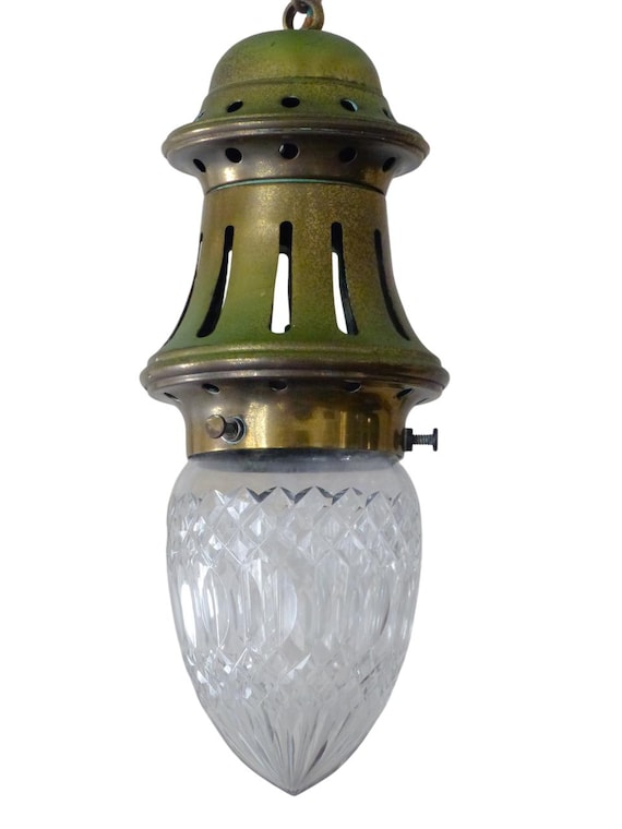 Gorgeous small french hall lantern 1950 chandelier ceiling gilded cut crystal