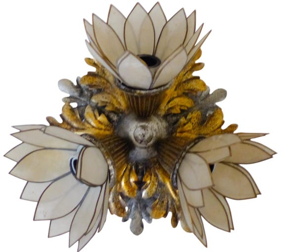 Uncommon florentine & mother of pearl flush mount by banci firenze ceiling 1970