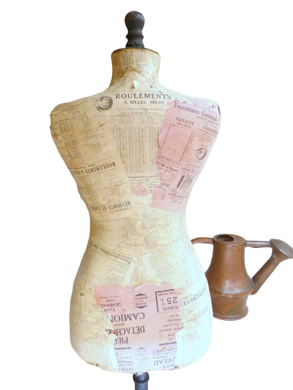 Antique French wasp waist tailor's dummy mannequin dress form 1940
