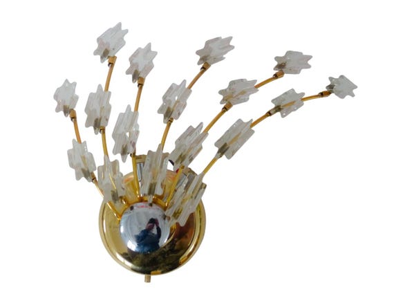 1970’s glass brass and chrome wall light by oscar torlasco for stilkronen design
