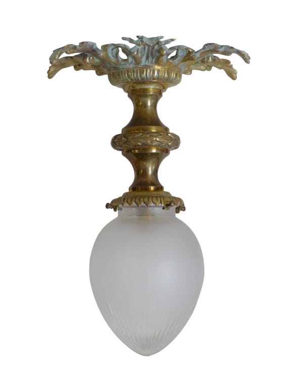Gorgeous french hall lantern 1920 chandelier ceiling gilded bronze cut glass