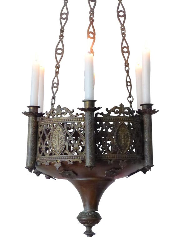Gorgeous antique french crown sanctuary church chandelier ceiling religious 19th