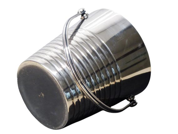 1930 Christofle antique French ice bucket, silver-plated, undulations by Luc Lanel