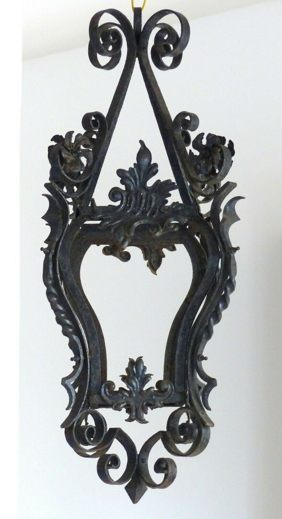 30" xl french lantern gothic castle tole iron late 19th chandelier ceiling