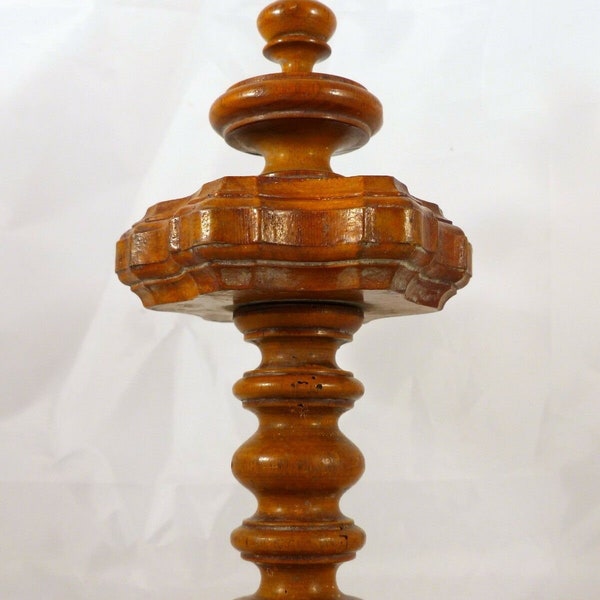 French antique architectural turned carved wood stairwell finial staircase #2