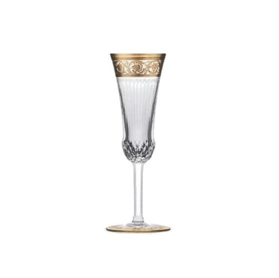 Saint louis thistle 1x champagne flute crystal gold rim french luxury glass mint