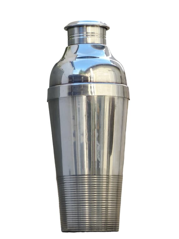 Christofle Gallia Ondulations Cocktail Shaker, Art Deco Silver Plate, 1930s French Barware, Ocean Liner Style, 10.2"H