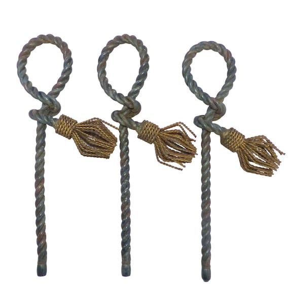 Superb set of 3 antique 20th-century modernist ornaments from the 1950s, decorative rope tiebacks