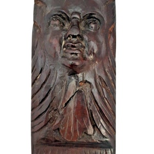 17th antique french carved cherub devil angel head walnut wood ornament