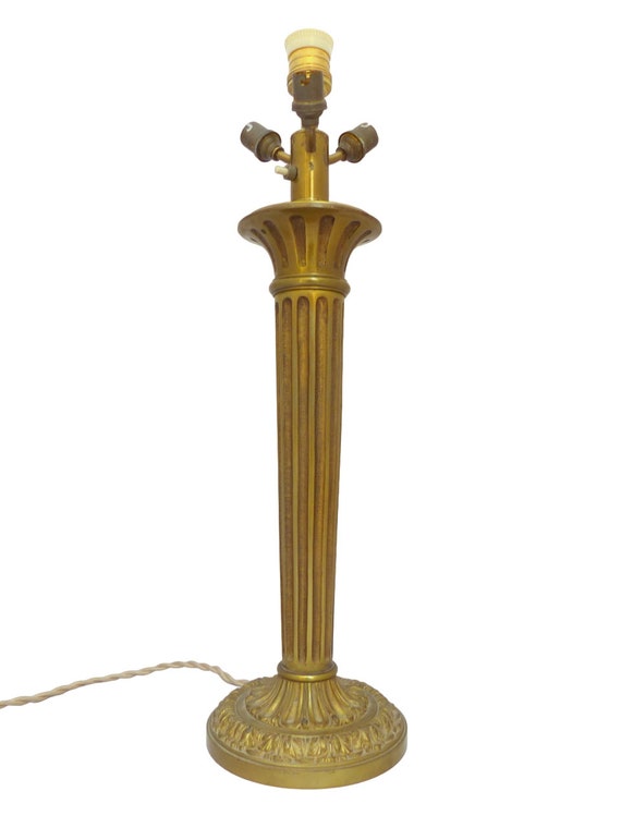 XL 23" gorgeous antique French table/desk lamp in bronze, 1930s Empire style, 4 lights