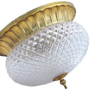 Wunderschöne mid-century vergoldete Tole Diamant Glas Deckenlampe Wandleuchte 1970