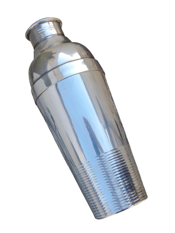 Christofle Ondulations Cocktail Shaker, Luc Lanel Design, Art Deco Silver Plate, 1930s French Barware, Ocean Liner Style, 10.6"H