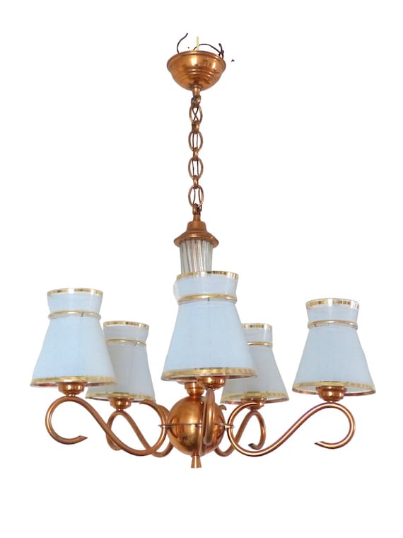 Vinatge french modernist ceiling suspension chandelier 1950 petitot styl diabolo