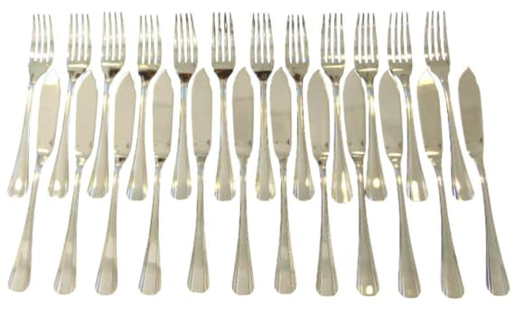 Christofle Boreal Fish Set for 12 People, 24-Piece Fish Service Cutlery Set