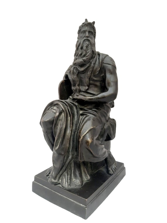 19th century antique decorative figure of Moses, French bronze statue after Michelangelo