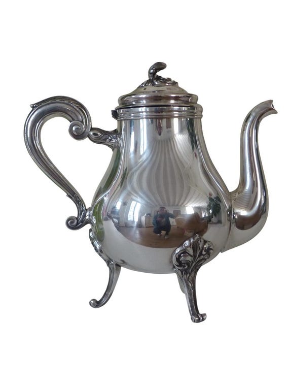 Christofle marly gorgeous vintage tea pot silverplated louis xv style