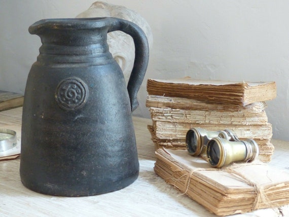Vintage primitive terracotta jug pitcher - south of france - provence