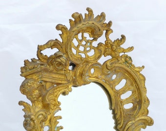 Antique 19th french gilt bronze dressing table mirror putti cherub napoleon iii