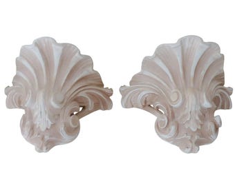 1980 gorgeous vintage pair wall light plaster sconce shell classic antique style