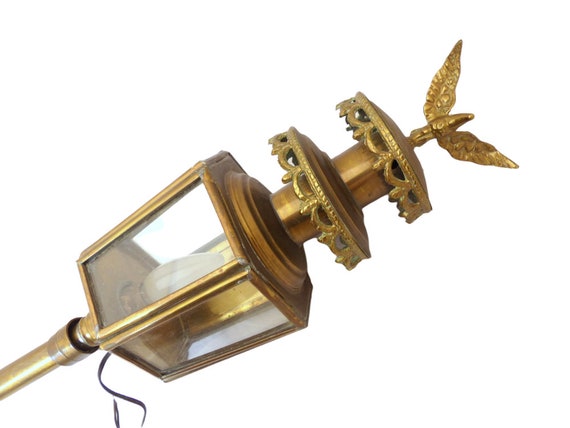Gorgeous vintage french wall light lantern sconce gilded bronze eagle empire